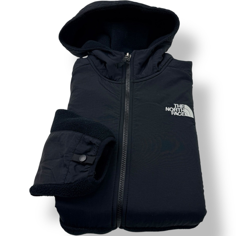 The North Face‎ Black Denali Hooded Fleece Jacket Polartec Boys Size XL